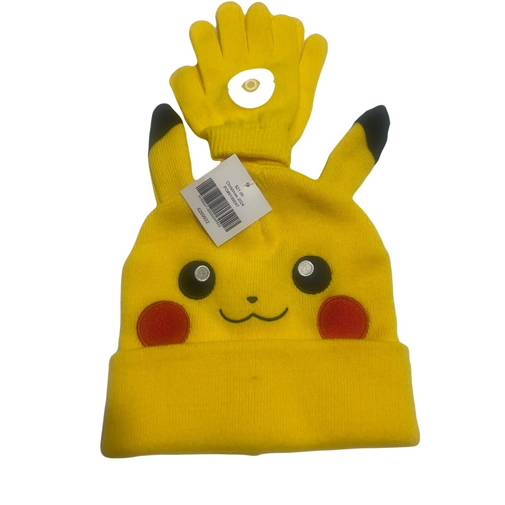 Pokemon Pikachu Yellow Hat and Gloves Set